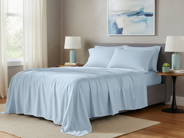 Six Piece Powder Blue Tencel Lyocell Queen Sheet Set