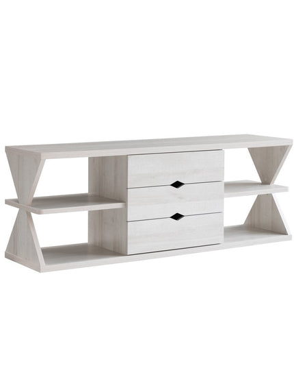 60" White Wood Enclosed and Open Storage TV Stand