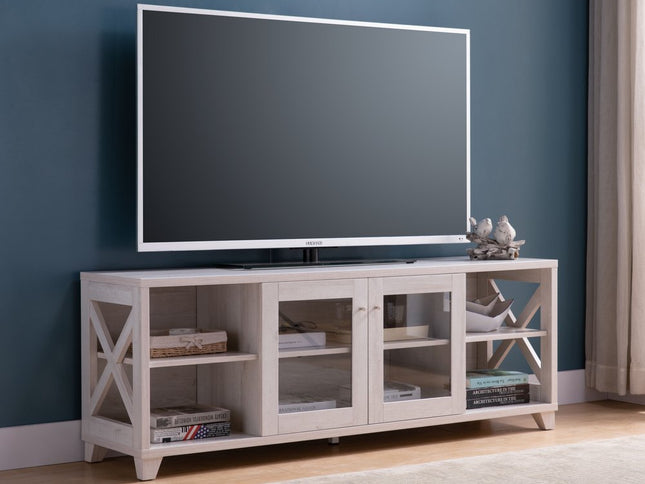 60" Oak Wood Enclosed and Open Storage TV Stand