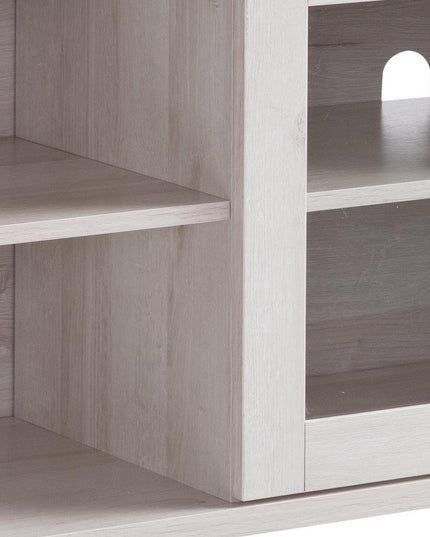 60" Oak Wood Enclosed and Open Storage TV Stand