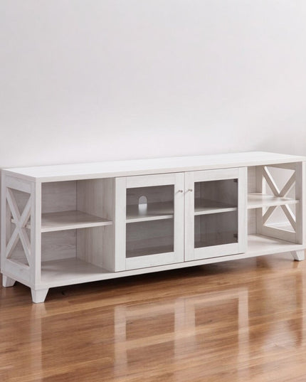 60" Oak Wood Enclosed and Open Storage TV Stand