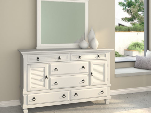 62" White Solid Wood Six Drawer Double Dresser