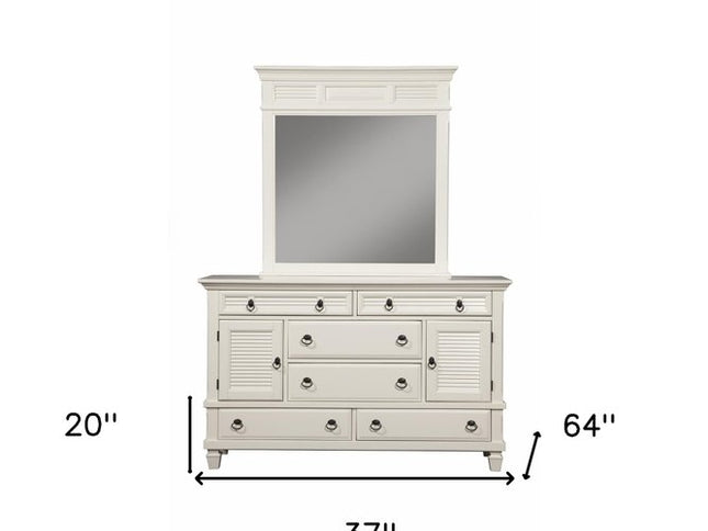 62" White Solid Wood Six Drawer Double Dresser