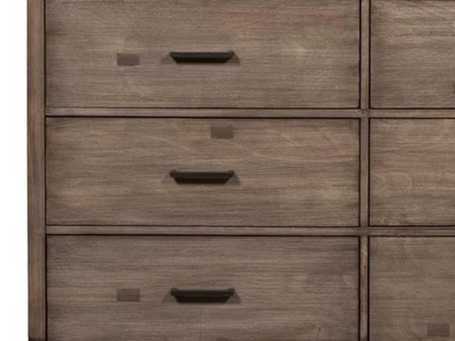 60" Gray Solid Wood Six Drawer Double Dresser