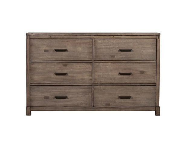 60" Gray Solid Wood Six Drawer Double Dresser