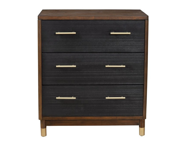 35" Brown and Black Solid Wood Seven Drawer Double Dresser