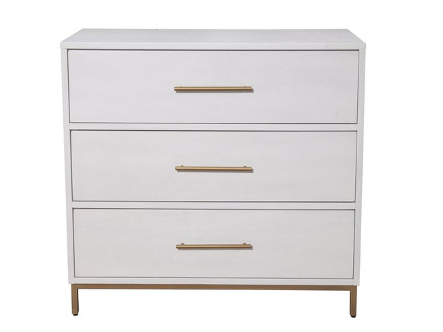 36" White Solid Wood Three Drawer Chest