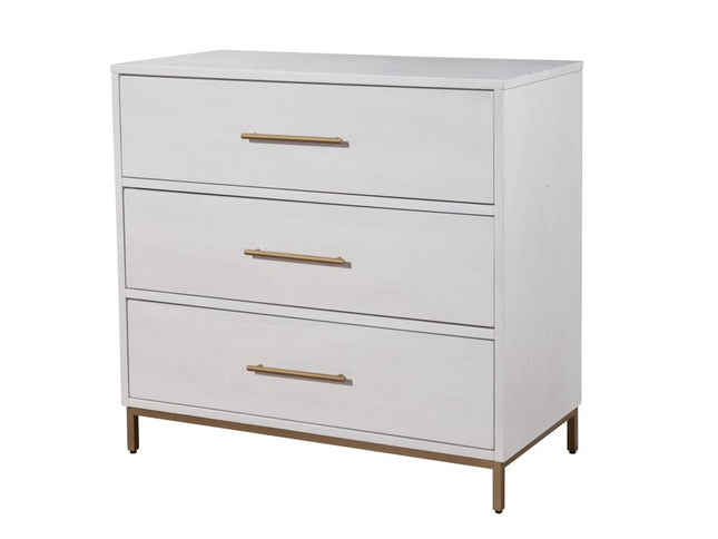 36" White Solid Wood Three Drawer Chest