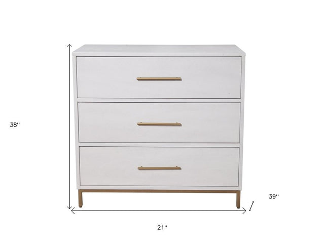 36" White Solid Wood Three Drawer Chest