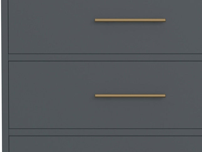 33" Gray Solid Wood Five Drawer Dresser