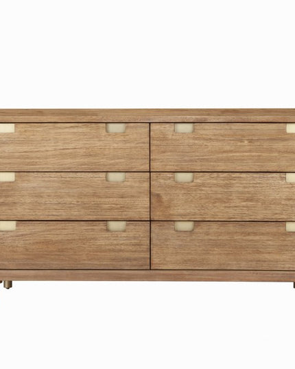 60" Sandy Brown Solid Wood Six Drawer Double Dresser