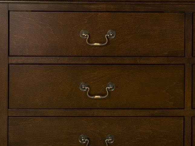 60" Brown Solid Wood Six Drawer Double Dresser