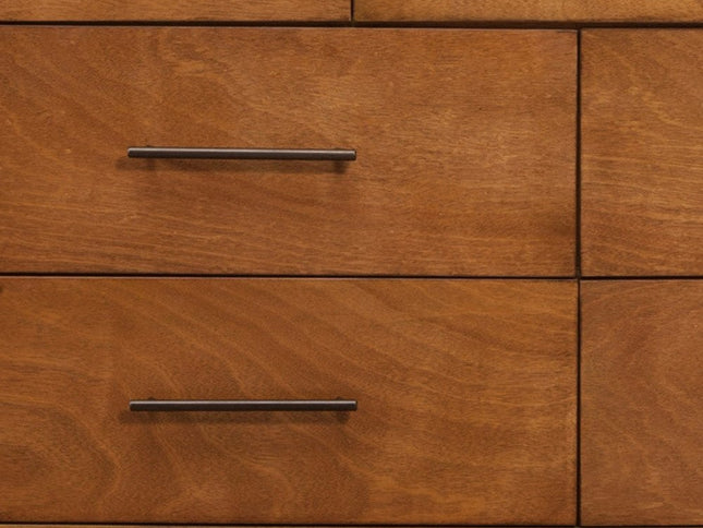 56" Brown Solid Wood Seven Drawer Double Dresser