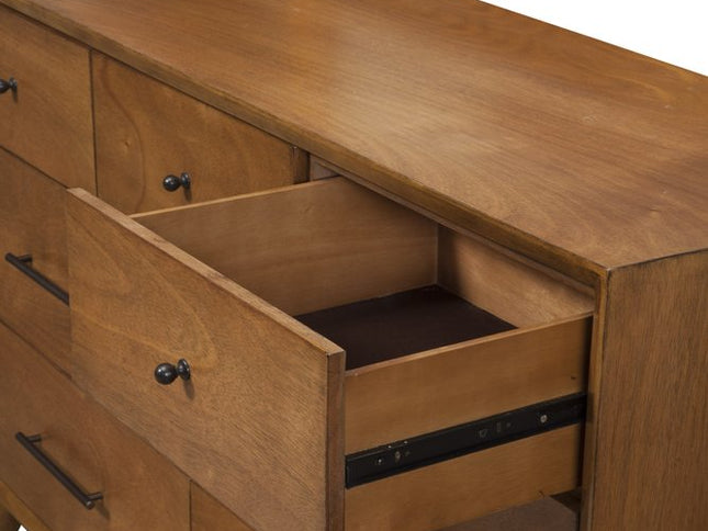 56" Brown Solid Wood Seven Drawer Double Dresser