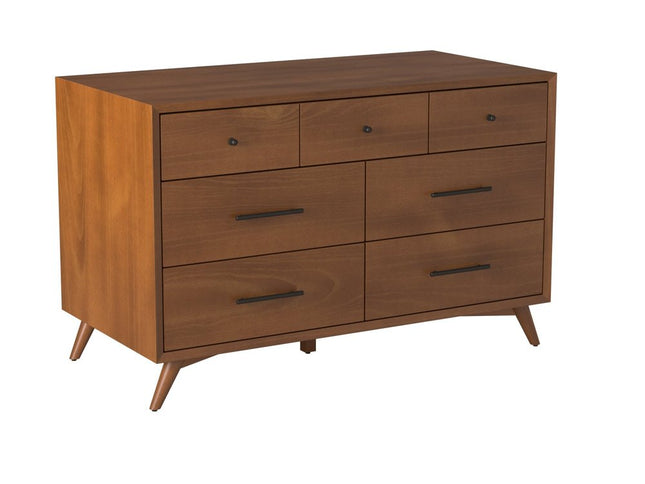 56" Brown Solid Wood Seven Drawer Double Dresser