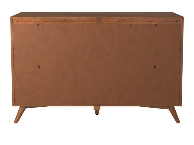 56" Brown Solid Wood Seven Drawer Double Dresser