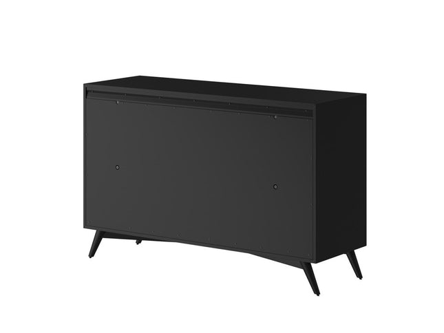 56" Black Solid Wood Seven Drawer Double Dresser