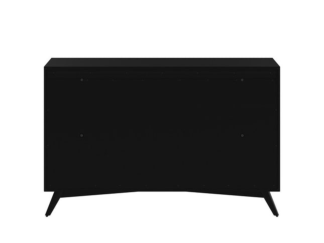 56" Black Solid Wood Seven Drawer Double Dresser