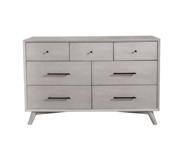 59" Gray Solid Wood Seven Drawer Double Dresser