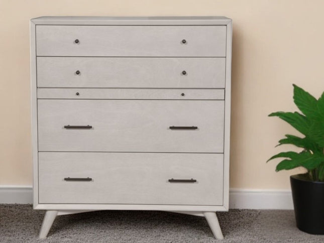 59" Gray Solid Wood Seven Drawer Double Dresser