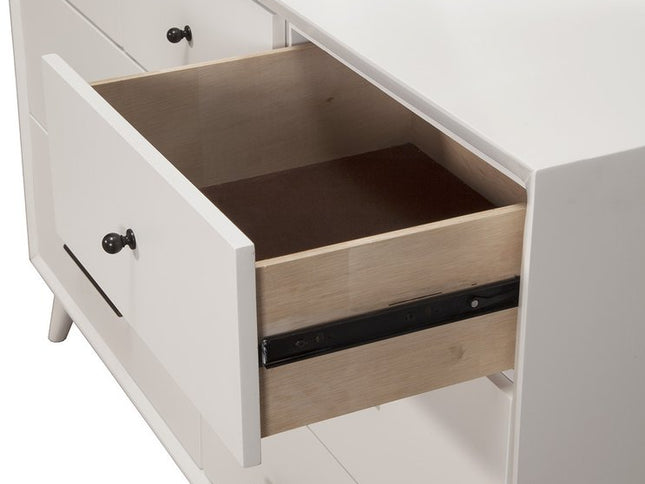 56" White Solid Wood Seven Drawer Double Dresser