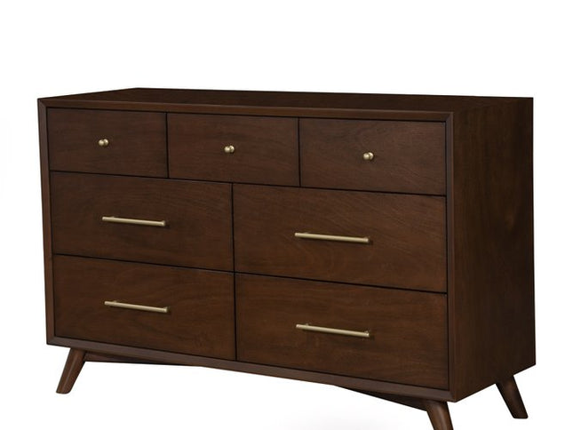 60" Walnut Solid Wood Seven Drawer Double Dresser