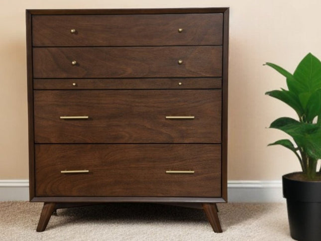 38" Mahogany Solid Wood Four Drawer Chest