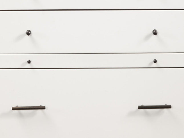 56" Brown and White Solid Wood Seven Drawer Double Dresser