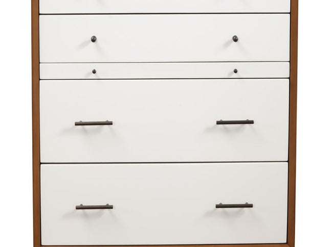 56" Brown and White Solid Wood Seven Drawer Double Dresser