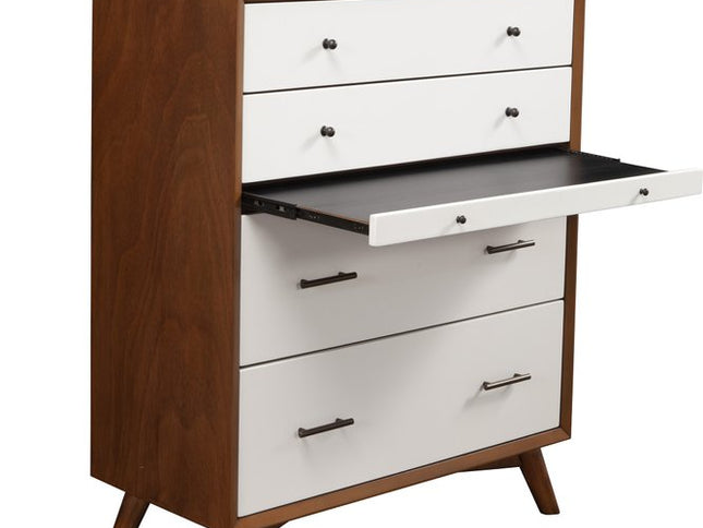 56" Brown and White Solid Wood Seven Drawer Double Dresser