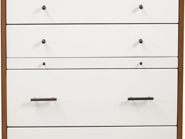 56" Brown and White Solid Wood Seven Drawer Double Dresser