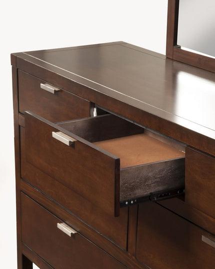 36" Brown Solid Wood Six Drawer Chest