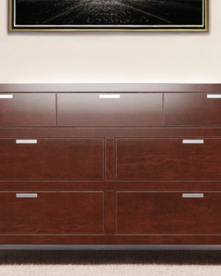 36" Brown Solid Wood Six Drawer Chest