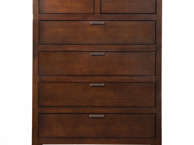 36" Brown Solid Wood Six Drawer Chest
