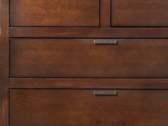 36" Brown Solid Wood Six Drawer Chest