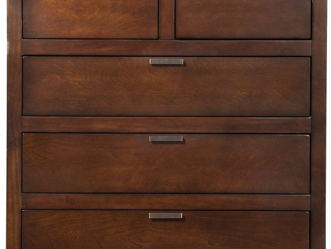 36" Brown Solid Wood Six Drawer Chest