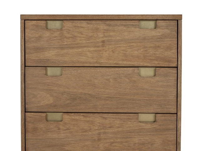 33" Brown Solid Wood Three Drawer Dresser