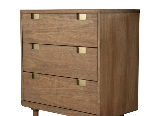 33" Brown Solid Wood Three Drawer Dresser