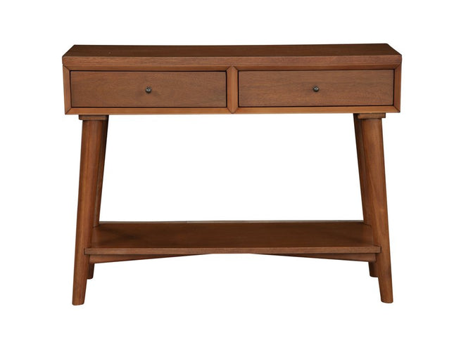 42" Brown Floor Shelf Console Table With Shelves And Drawers