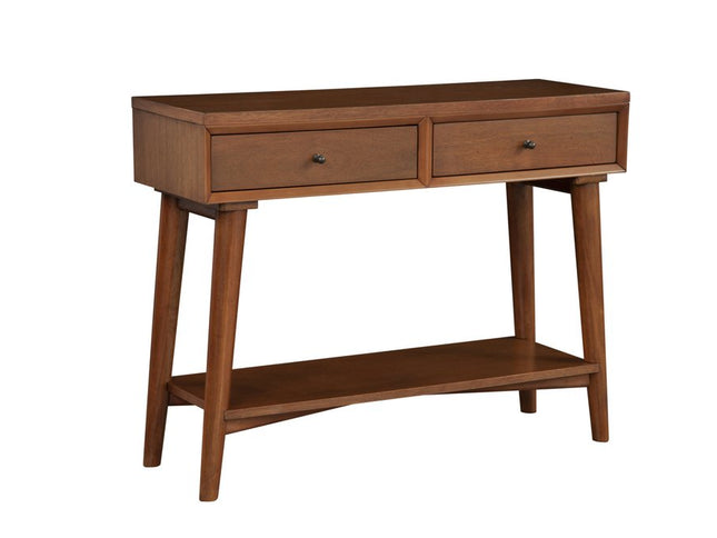 42" Brown Floor Shelf Console Table With Shelves And Drawers