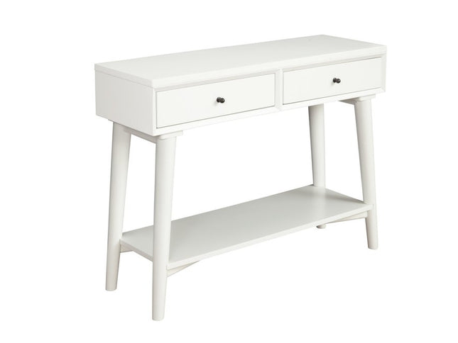 42" White Solid Wood Console Table With Shelves And Drawers