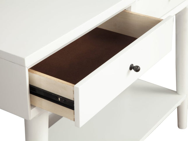 42" White Solid Wood Console Table With Shelves And Drawers