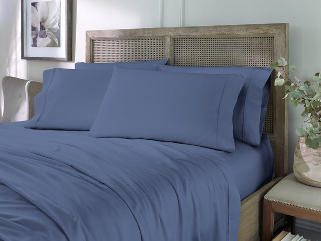 Six Piece Blue Tencel Lyocell King Sheet Set