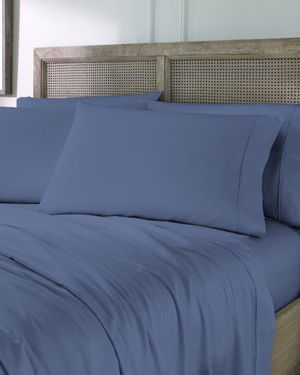 Six Piece Blue Tencel Lyocell Queen Sheet Set