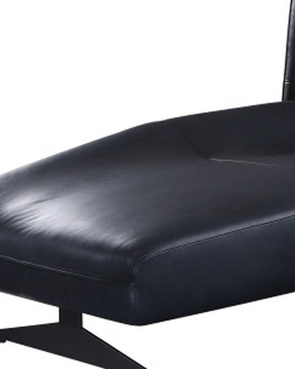 Dark Gray Top Grain Leather L Shaped Two Piece Sofa and Chaise Sectional