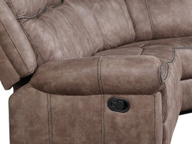 Chocolate Velvet Reclining L Shaped Six Piece Corner Sectional With Console