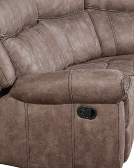 Chocolate Velvet Reclining L Shaped Six Piece Corner Sectional With Console