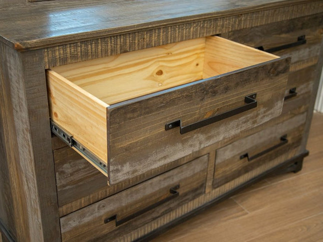 62" Brown Solid Wood Six Drawer Double Dresser