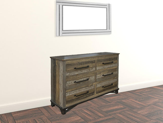 62" Brown Solid Wood Six Drawer Double Dresser