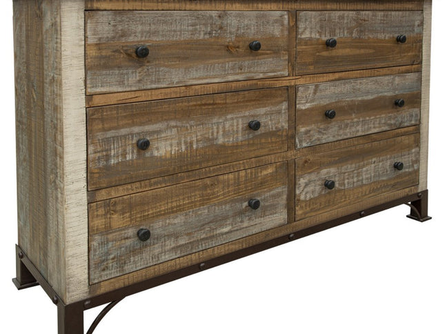 61" Brown Solid Wood Six Drawer Double Dresser